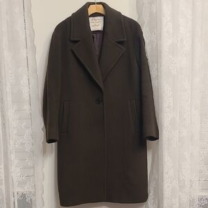Aritzia Wilfred The Only Coat Virgin Wool Cashmere In Burnt Cedar Dark Brown